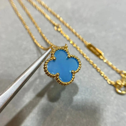 [Bloom]CLOVER 15MM BLUE AGATE NECKLACE