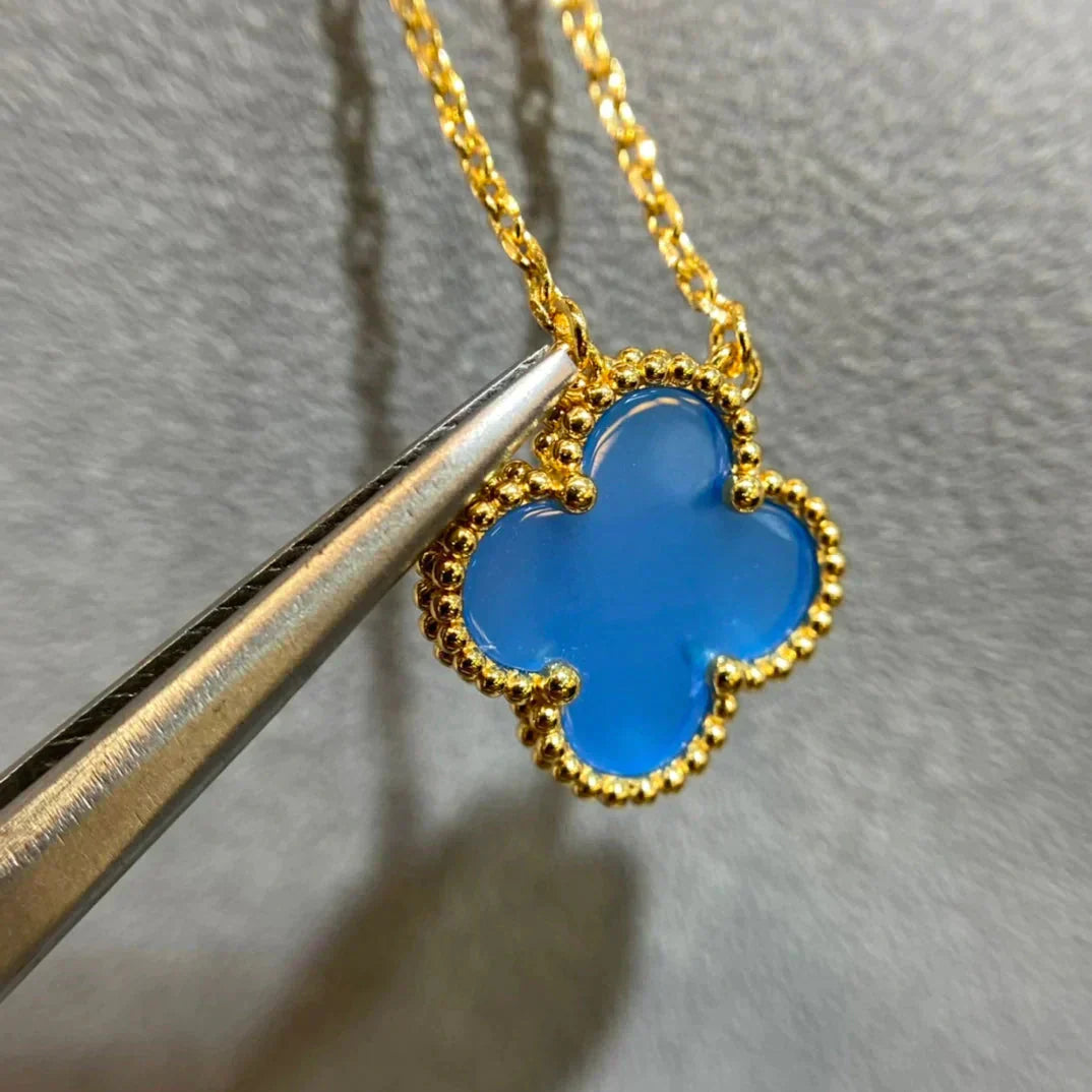 [Bloom]CLOVER 15MM BLUE AGATE NECKLACE