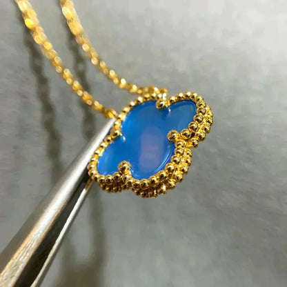 [Bloom]CLOVER 15MM BLUE AGATE NECKLACE