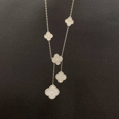 [Bloom]CLOVER 5 MOTIFS SILVER DIAMONDS NECKLACE