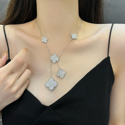 [Bloom]CLOVER 5 MOTIFS SILVER DIAMONDS NECKLACE