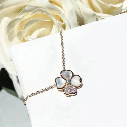 [Bloom]CLOVER MOP DIAMOND ROSE GOLD NECKLACE