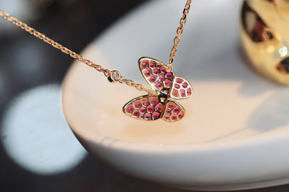 [Bloom]BUTTERFLY RED DIAMOND ROSE GOLD NECKLACE