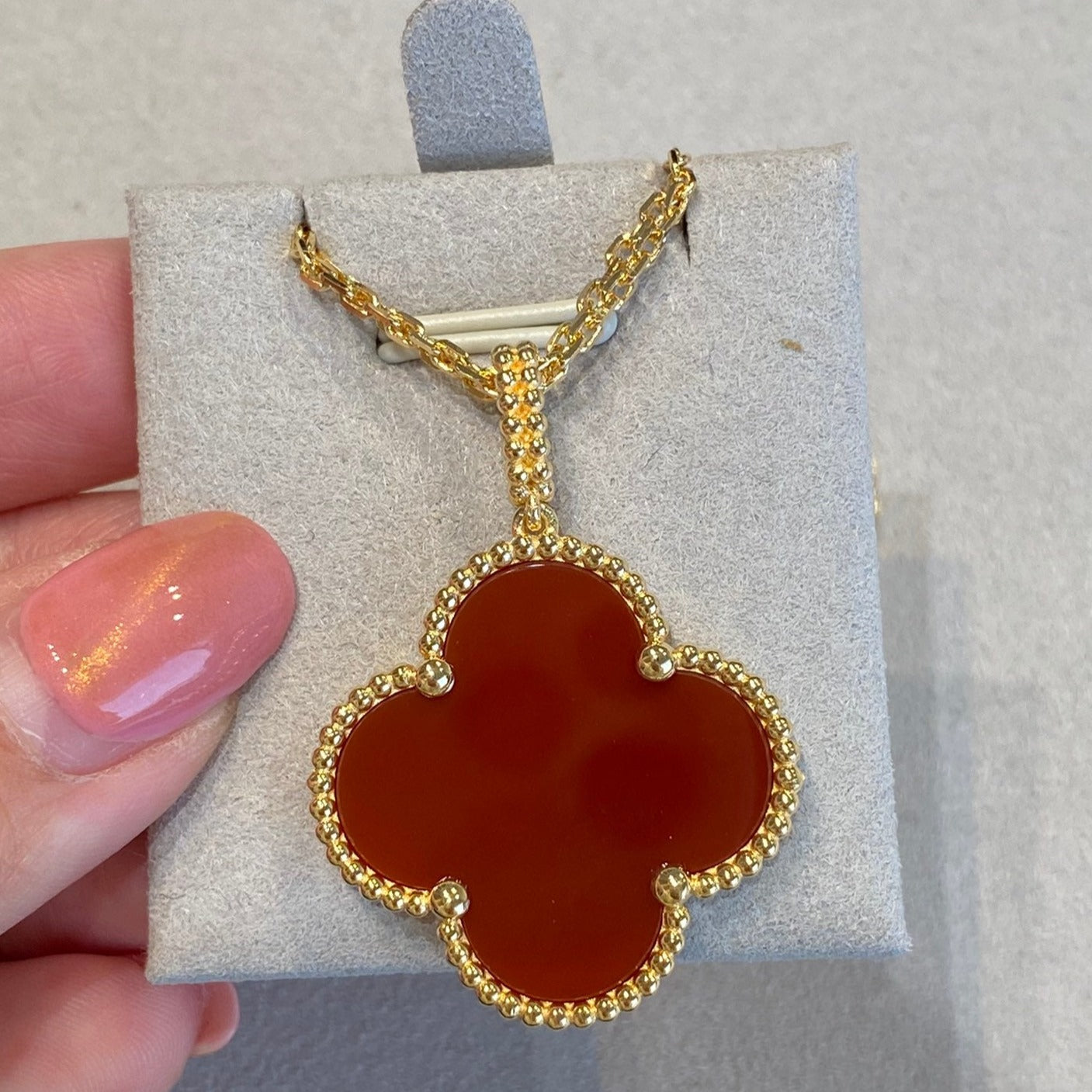 [Bloom]CLOVER 25MM NECKLACE GOLD CARNELIAN