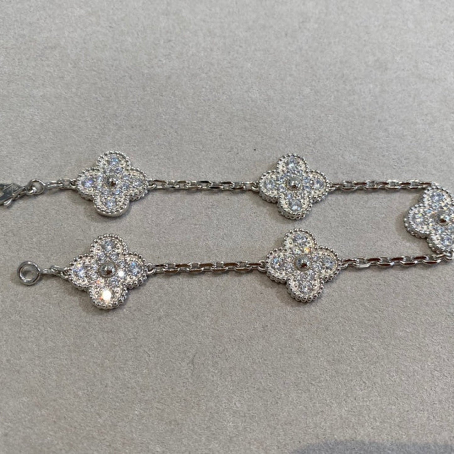 [Bloom]CLOVER 5 MOTIFS  DIAMOND BRACELET SILVER