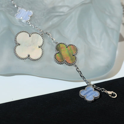 [Bloom]CLOVER BRACELET 5 MOTIFS MOP CHALCEDONY SILVER