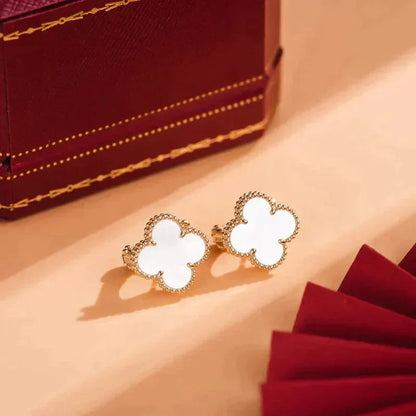 [Bloom]CLOVER MEDIUM 1 MOTIFS  WHITE MOP STUD EARRINGS