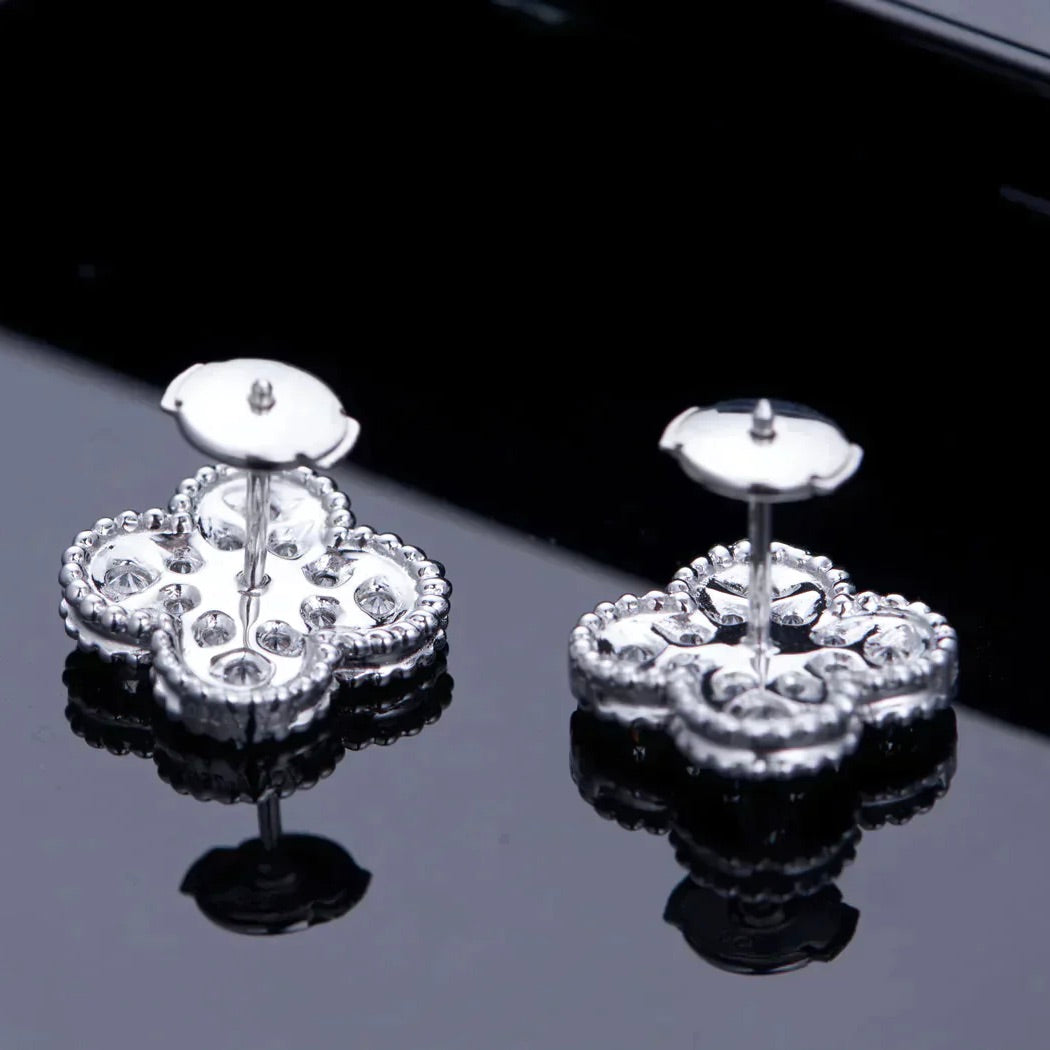 [Bloom]CLOVER 1 MOTIFS DIAMOND STUD EARRINGS SILVER