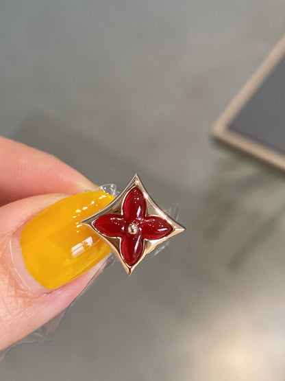 [Bloom]STAR AND SUN PINK GOLD CARNELIAN STUD EARRINGS