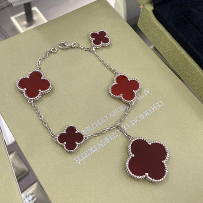 [Bloom]CLOVER 5 MOTIFS SIVLER CARNELIAN BRACELET