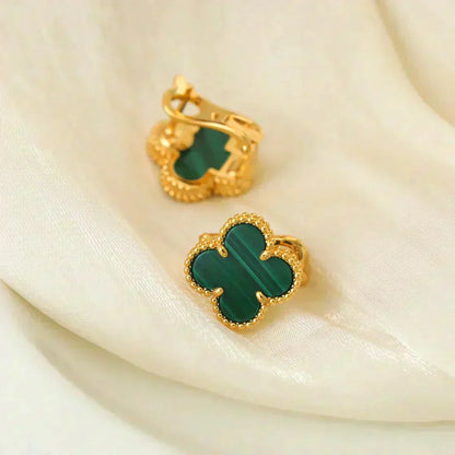 [Bloom]CLOVER MEDIUM 1 MOTIFS MALACHITE  EARRINGS