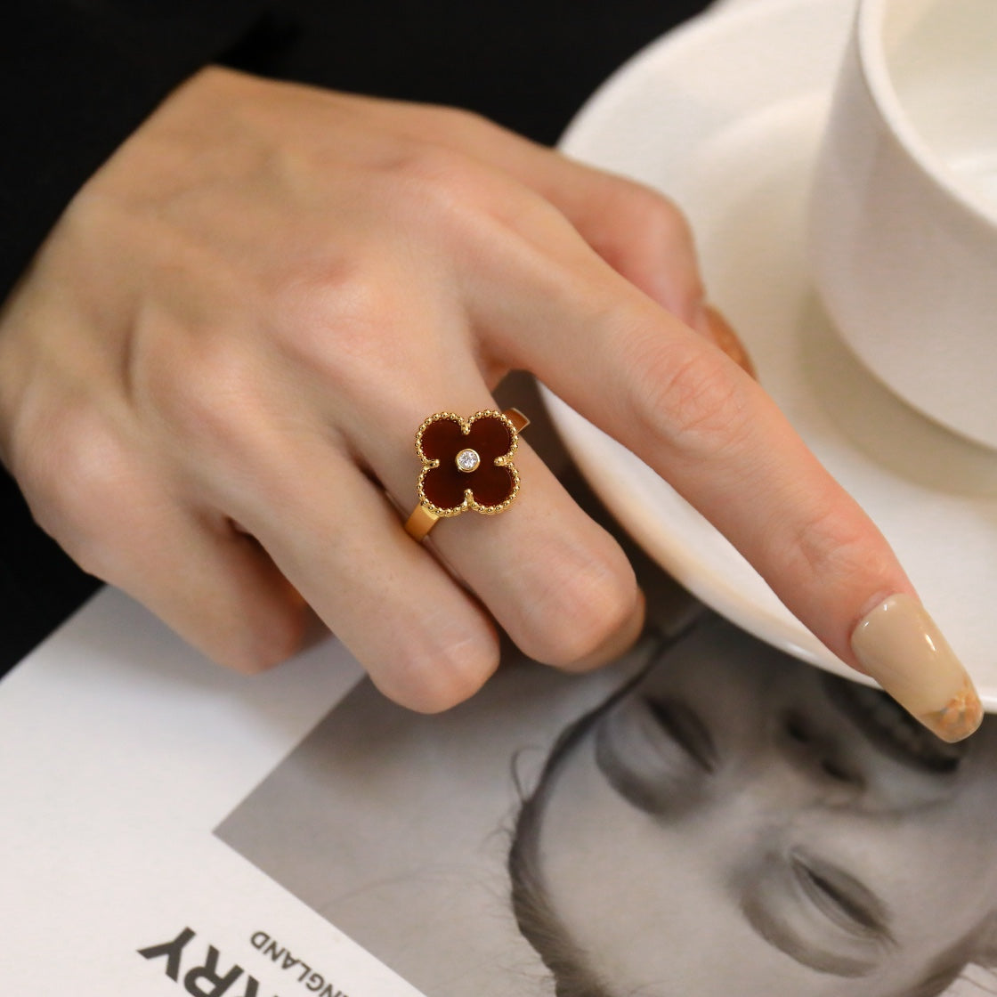 [Bloom]CLOVER CARNELIAN RING ROSE GOLD DIAMOND