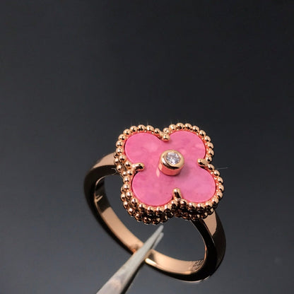 [Bloom]CLOVER RHODONITE ROSE GOLD RING