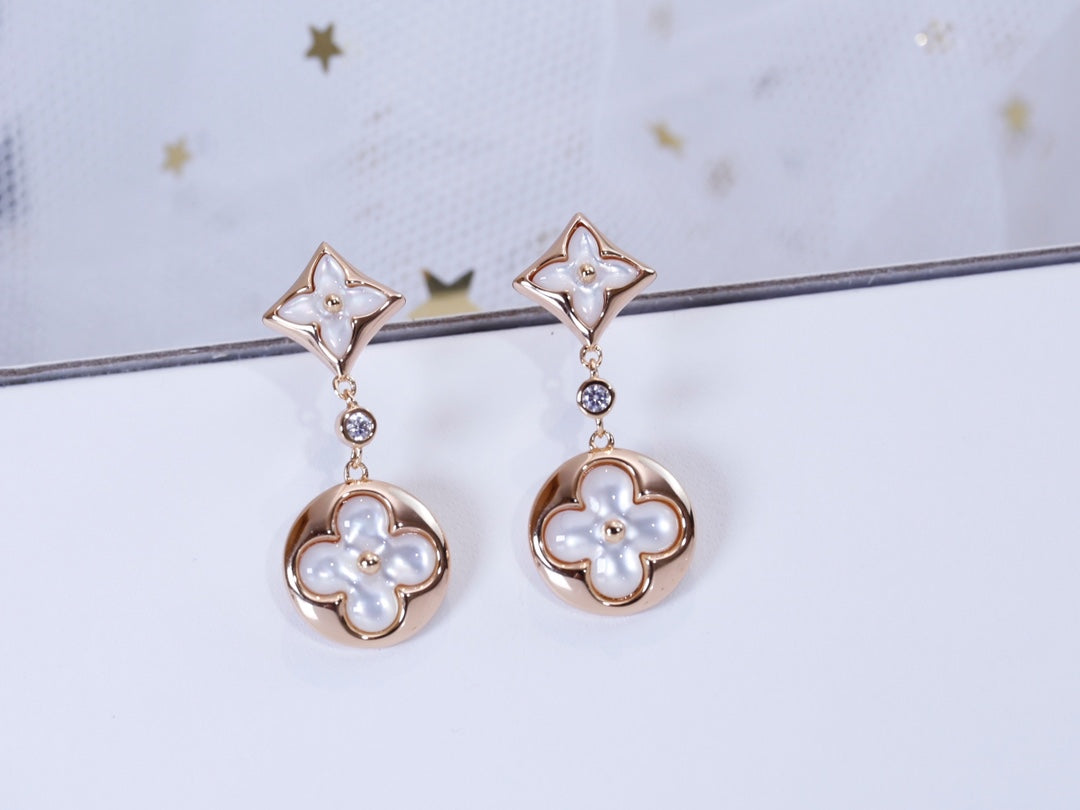 [Bloom]STAR AND SUN PINK GOLD MOP DROP EARRINGS