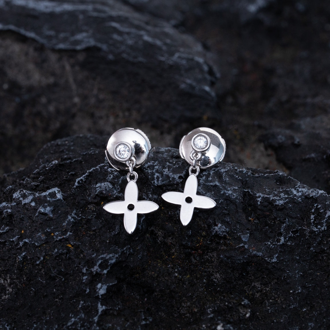 [Bloom]VIDYLLE SILVER DIAMOND MINI DROP EARRINGS