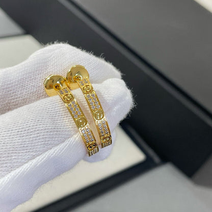 [Bloom]LOVE DIAMOND GOLD HOOP EARRINGS