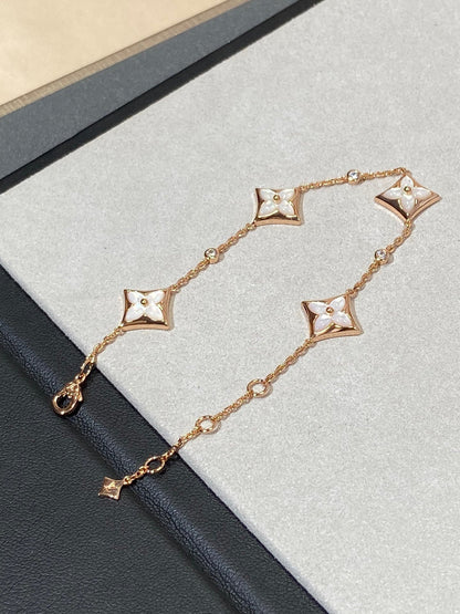 [Bloom]STAR 4 MOTIF MOP DIAMOND PINK GOLD BRACELET