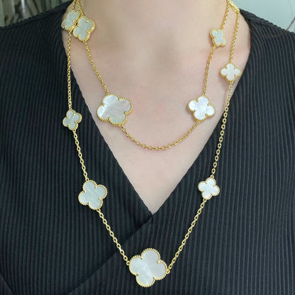 [Bloom]CLOVER 16 MOTIF WHITE MOP GOLD NECKLACE