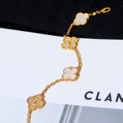 [Bloom]CLOVER BRACELET 5 MOTIF WHITE MOP DIAMOND