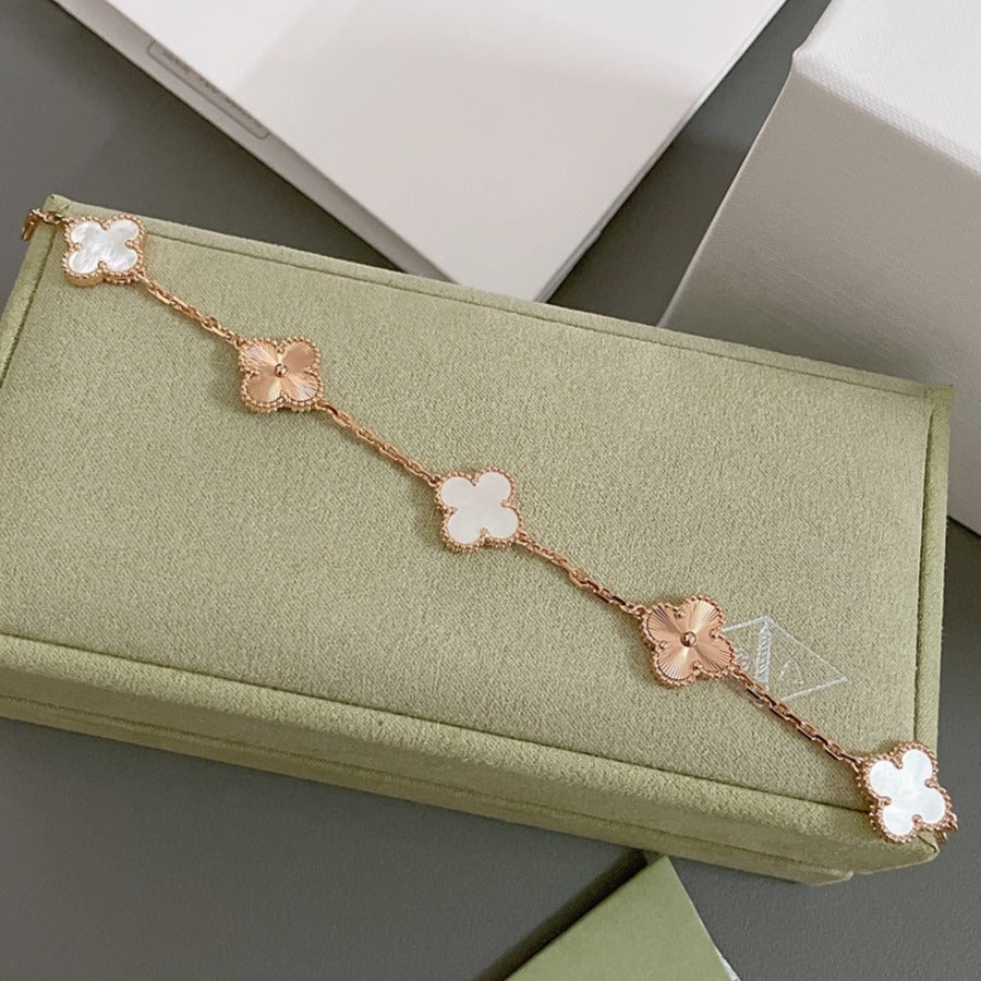 [Bloom]CLOVER BRACELET 5 MOTIF WHITE MOP PINK GOLD