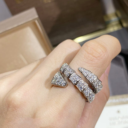 [Bloom]SERPENTI DOUBLE RING SILVER DIAMOND PAVED