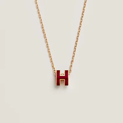 [Bloom]HM CLIC RED ENAMEL GOLD NECKLACE