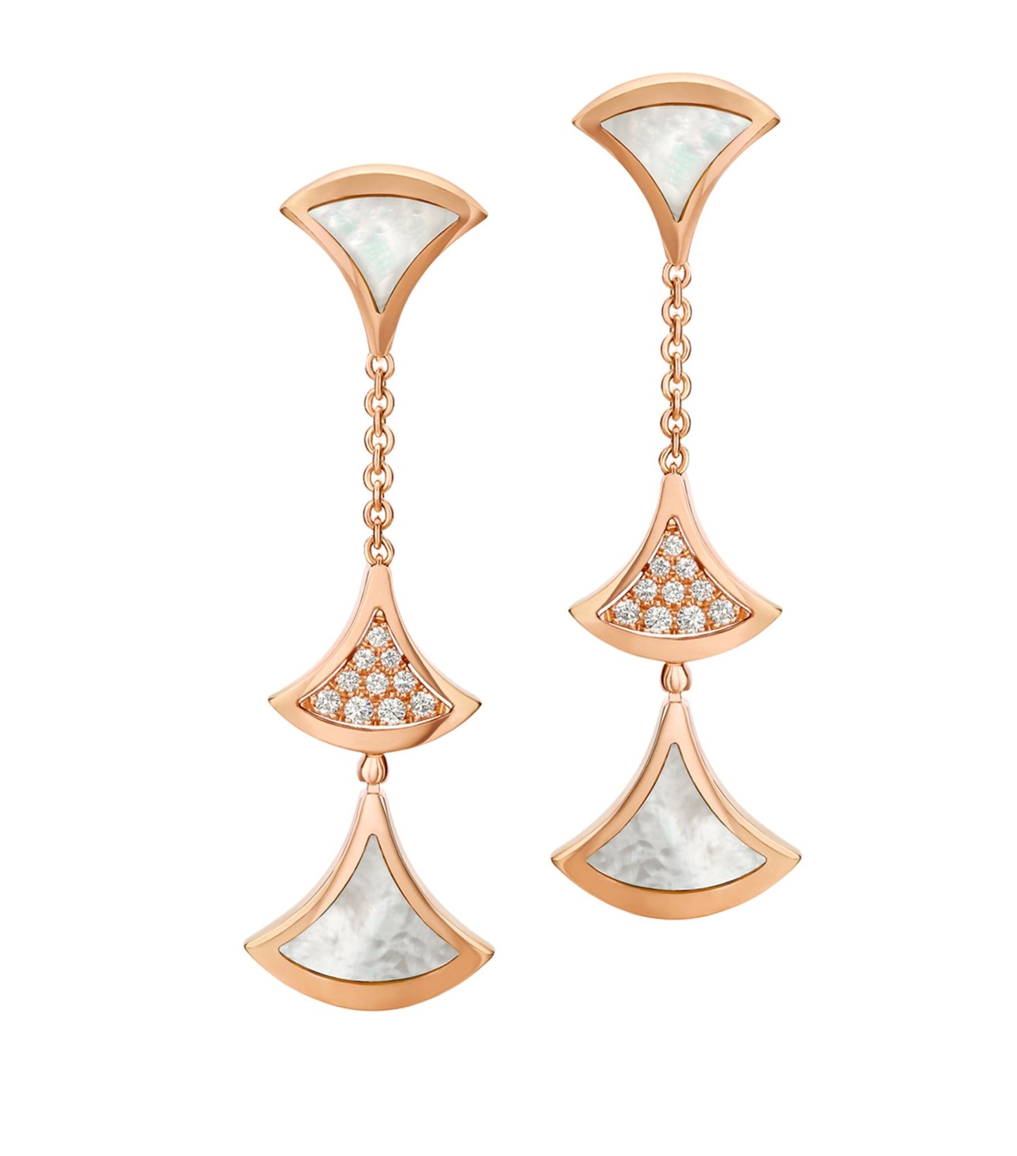 [Bloom]DREAM EARRINGS 3 MOTIFS DIAMOND MOP PINK GOLD