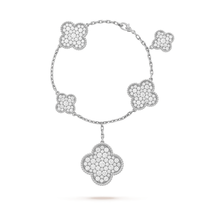 [Bloom]CLOVER 6 MOTIFS SILVER DIAMOND BRACELET