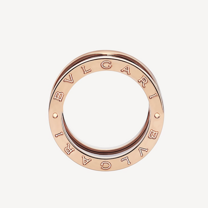 [Bloom]ZERO 1 FOUR-BAND LOOPS AND BLACK CERAMIC SPIRAL PINK GOLD RING