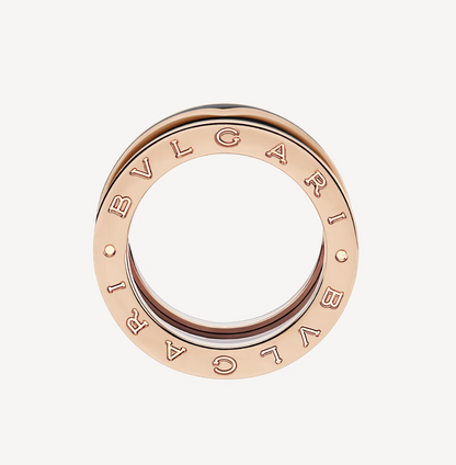 [Bloom]ZERO 1 TWO-BAND WITH MATTE BLACK CERAMIC PINK GOLD RING