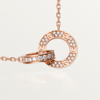 [Bloom]LOVE 7.6MM NECKLACE ROSE GOLD AND SILVER  FULL DIAMOND