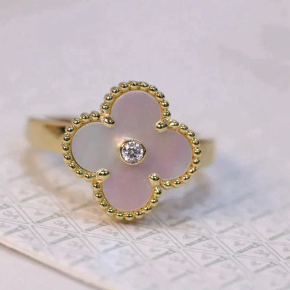 [Bloom]CLOVER PINK MOP RING GOLD DIAMOND