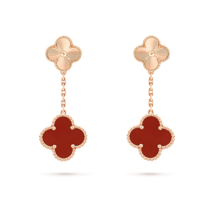 [Bloom]CLOVER 2 MOTIF  LASER CARNELIAN EARRINGS