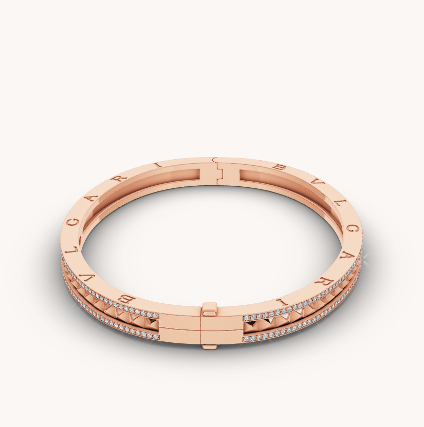 [Bloom]ZERO 1 SPIRAL AND PAVED DIAMOND PINK GOLD BRACELET