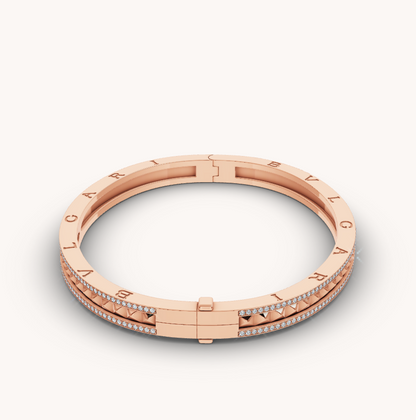 [Bloom]ZERO 1 SPIRAL AND PAVED DIAMOND PINK GOLD BRACELET