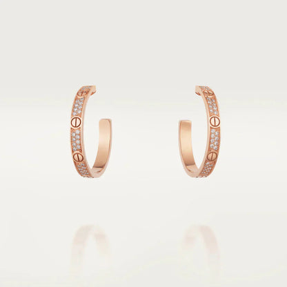 [Bloom]LOVE DIAMOND PINK GOLD HOOP EARRINGS