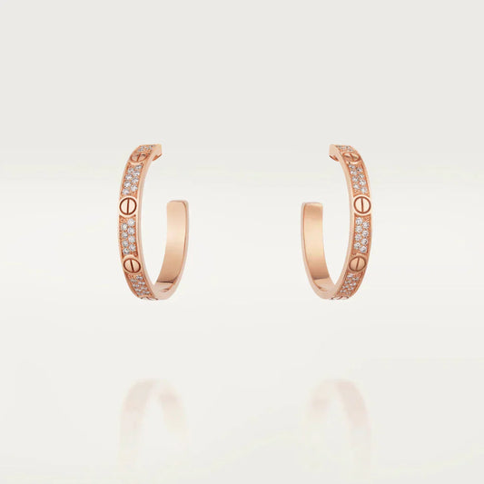 [Bloom]LOVE DIAMOND PINK GOLD HOOP EARRINGS