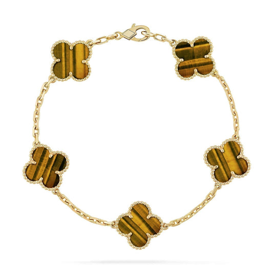 [Bloom]CLOVER  5 MOTIFS TIGER EYE BRACELET