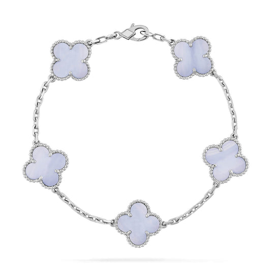 [Bloom]CLOVER  5 MOTIF PURPLE CHALCEDONY BRACELET SILVER