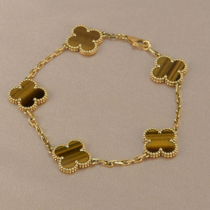 [Bloom]CLOVER  5 MOTIFS TIGER EYE BRACELET