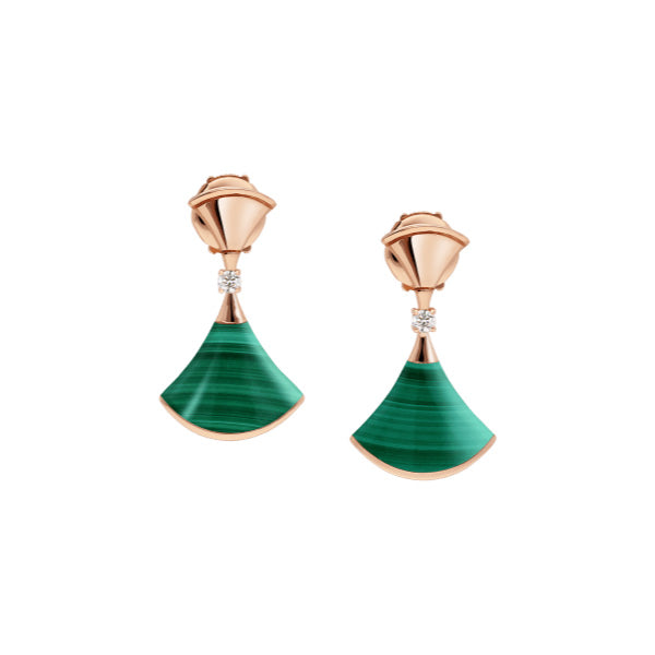 [Bloom]DREAM MALACHITE PINK GOLD EARRINGS