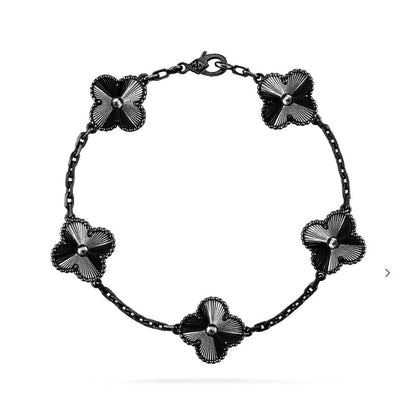 [Bloom]CLOVER 5 MOTIF BLACK BRACELET