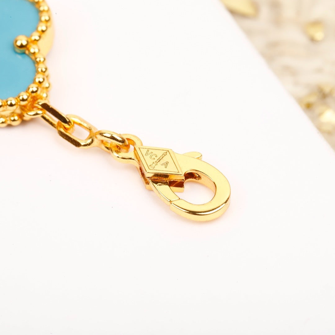 [Bloom]CLOVER 5 MOTIF TURQUOISE DIAMOND GOLD BRACELET