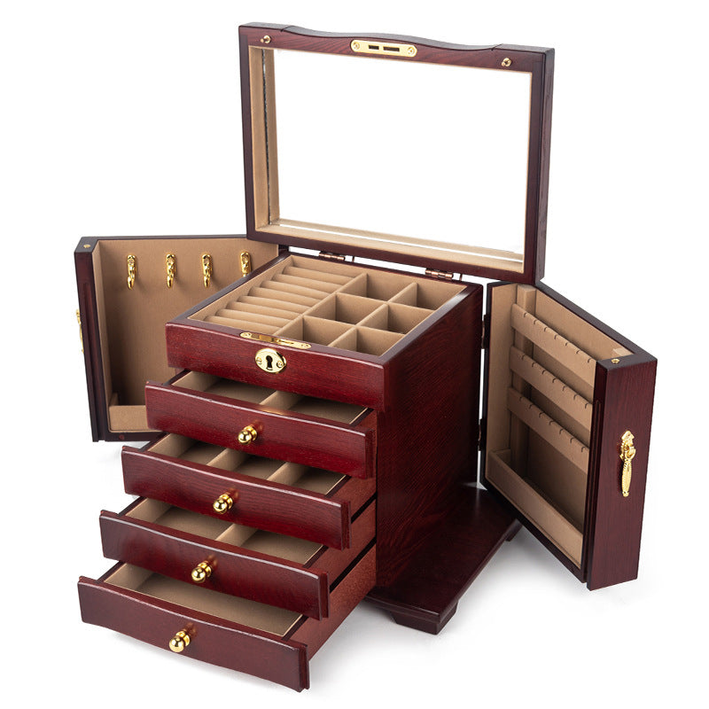 JEWELRY STORAGE BOX MULTI-LAYER LARGE CAPACITY WOODEN JEWELRY BOX