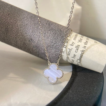 [Bloom]CLOVER 15MM BLUE CHALCEDONY NECKLACE SILVER