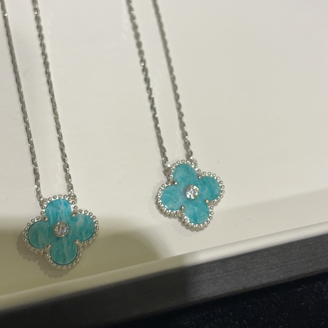 [Bloom]CLOVER 15MM DIAMOND SVRES PORCELAIN  NECKLACE SILVER