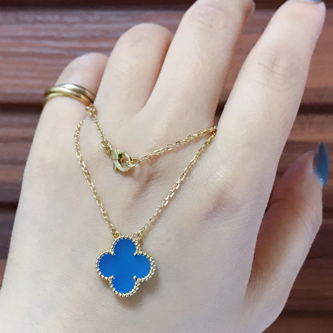 [Bloom]CLOVER 15MM BLUE AGATE NECKLACE