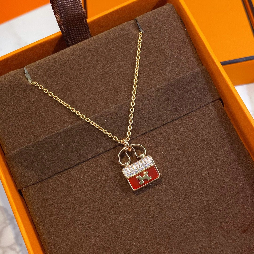 [Bloom]CONSTANCE RED PEDANT PINK GOLD NECKLACE