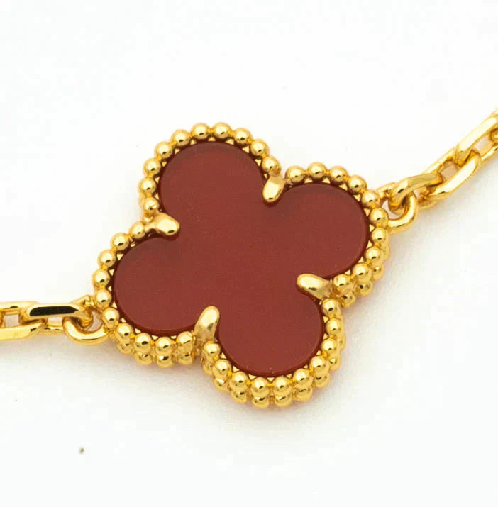 [Bloom]CLOVER  5 MOTIFS CARNELIAN GOLD BRACELET