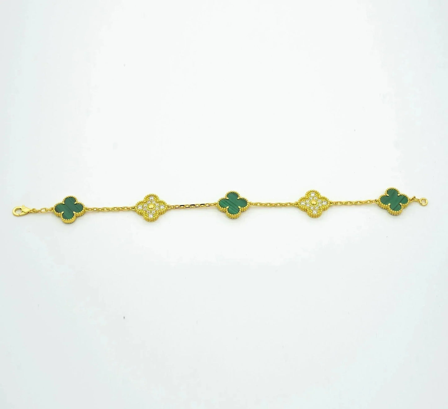 [Bloom]CLOVER  5 MOTIF MALACHITE DIAMOND BRACELET